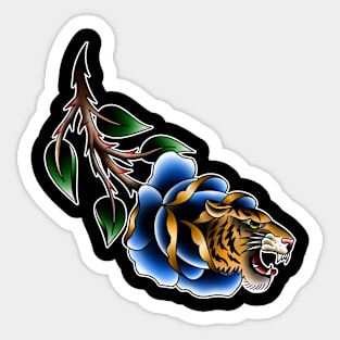 Tiger rose blue Sticker